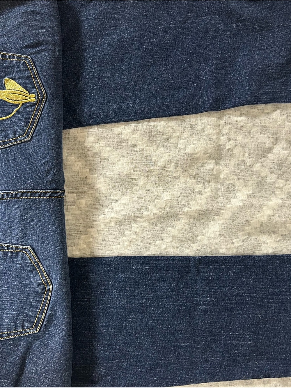 Vintage Baby Phat Dark Blue Straight Leg Jeans with Yellow Embroidery